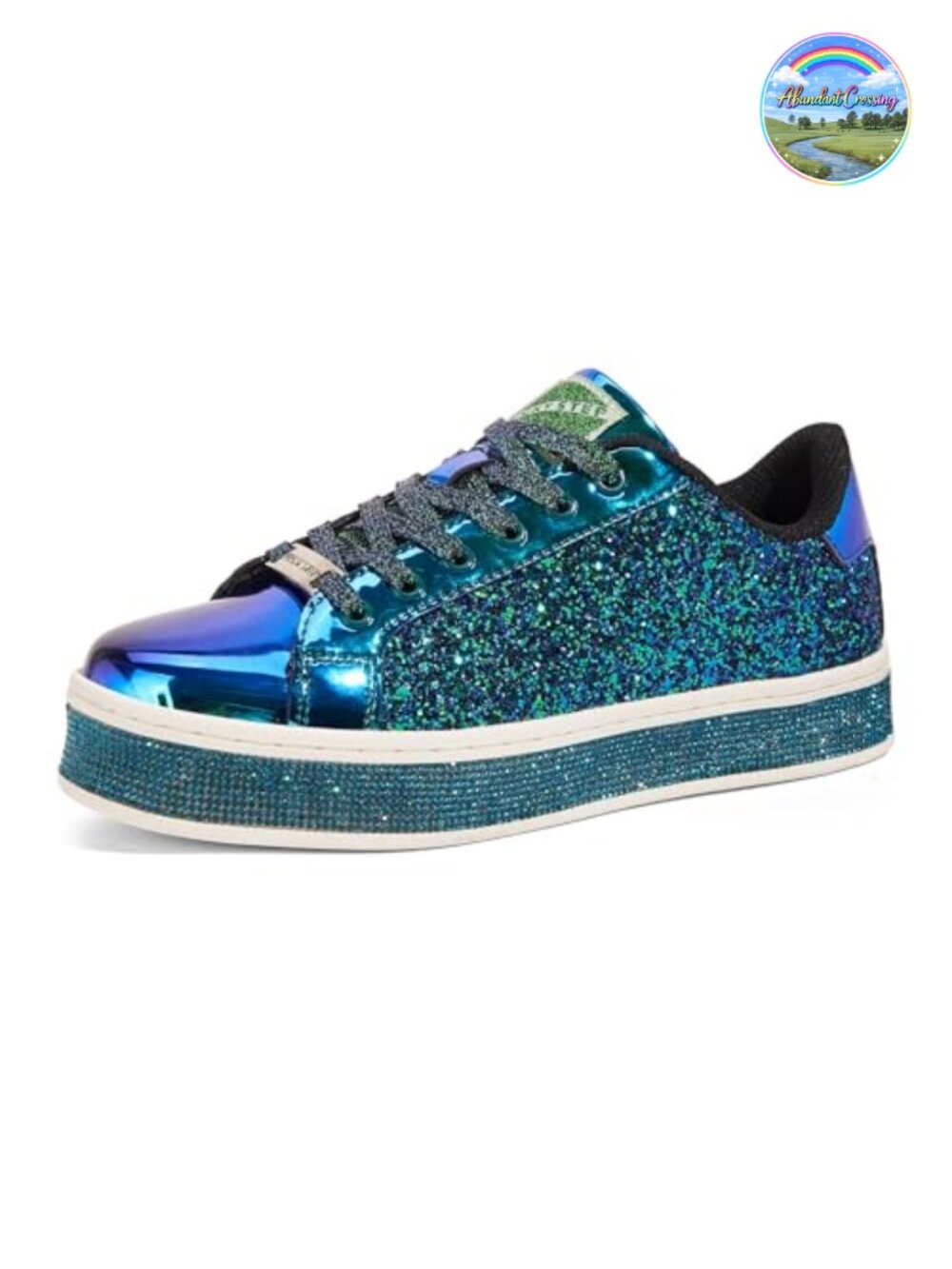 Women's Glitter Platform Sneakers Lace-Up Cushioned Fashion